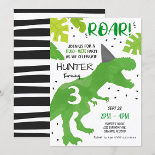 Invitation Carton d'invitation d'anniversaire de dinosaure ve