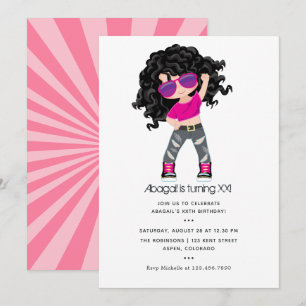 Invitation Carton d'invitation d'anniversaire de fille sur le
