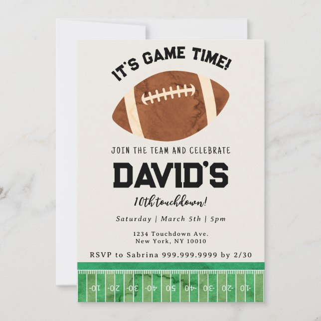 Invitation Carton d'invitation d'anniversaire de football à l (Devant)