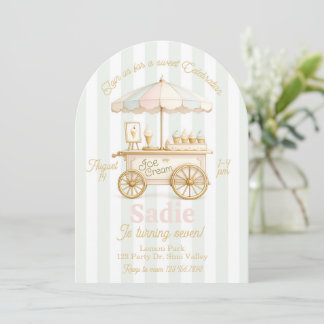 Invitation Carton d'invitation d'anniversaire de glace pastel