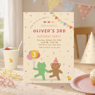 Invitation Carton d'invitation d'anniversaire de grenouille e