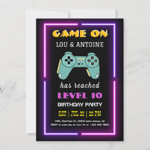 Invitation Carton d'invitation d'anniversaire de jeu vidéo né