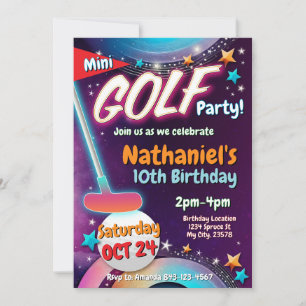 Invitation Carton d'invitation d'anniversaire de Mini Golf   