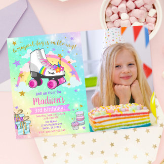 Invitation Carton d'invitation d'anniversaire de patin à roul