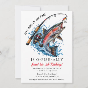 Invitation Carton d'invitation d'anniversaire de pêche drôle