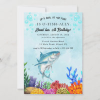 Carton d'invitation d'anniversaire de pêche drôle