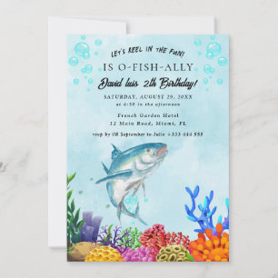 Invitation Carton d'invitation d'anniversaire de pêche drôle