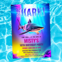 Carton d'invitation d'anniversaire de requin de né