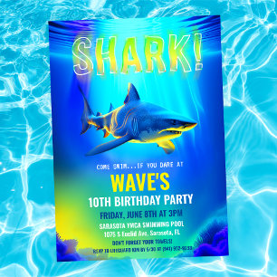 Invitation Carton d'invitation d'anniversaire de requin de né