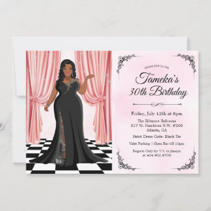 Invitation Carton d'invitation d'anniversaire de robe élégant