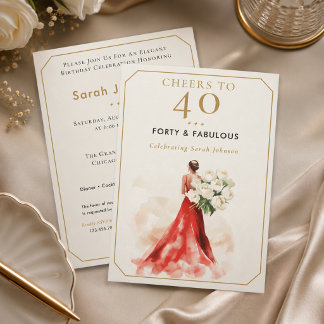 Invitation Carton d'invitation d'anniversaire de robe rouge d