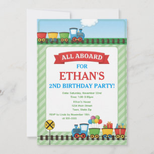 Invitation Carton d'invitation d'anniversaire de train à bord