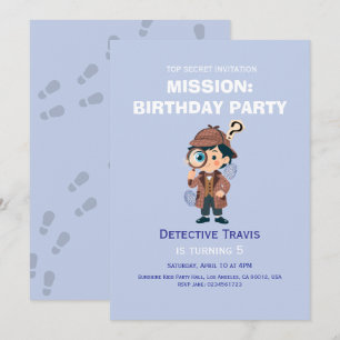 Invitation Carton d'invitation d'anniversaire Détective Garço