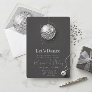 Invitation Carton d'invitation d'anniversaire Disco Ball Let'