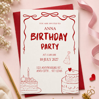 Invitation Carton d'invitation d'anniversaire élégant et mode