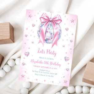 Invitation Carton d'invitation d'anniversaire fille boule dis