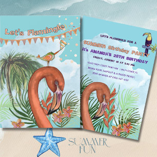 Invitation Carton d'invitation d'anniversaire Flamingo Tropic