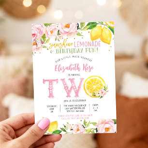 Invitation Carton d'invitation d'anniversaire floral au citro