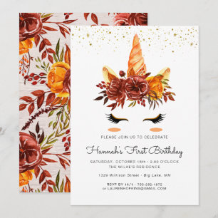 Invitation Carton d'invitation d'anniversaire Floral Automne 