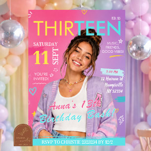 Invitation Carton d'invitation d'anniversaire Fun Teen Magazi