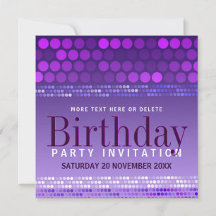 Invitation Carton d'invitation d'anniversaire Funky Purple Pi