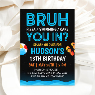 Invitation Carton d'invitation d'anniversaire garçon Bruh Poo