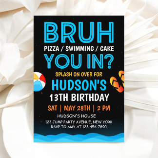 Invitation Carton d'invitation d'anniversaire garçon Bruh Poo