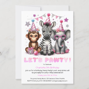 Invitation Carton d'invitation d'anniversaire Glitter Safari