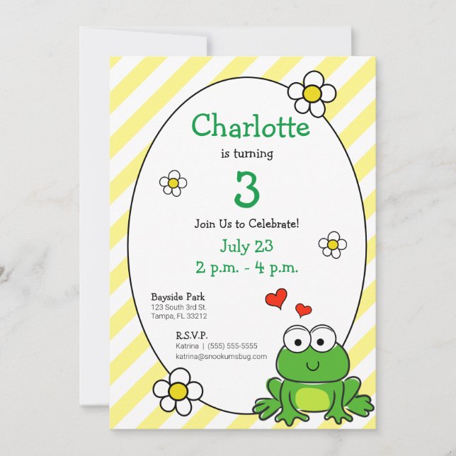 Invitation Carton d'invitation d'anniversaire Grenouille Mign (Devant)