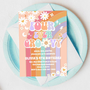 Invitation Carton d'invitation d'anniversaire Groovy Rainbow