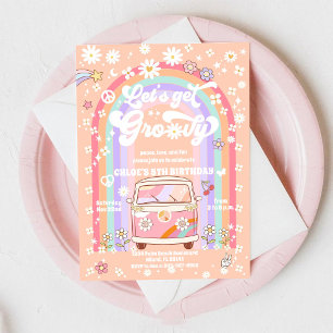 Invitation Carton d'invitation d'anniversaire Groovy Retro po
