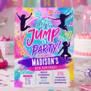 Invitation Carton d'invitation d'anniversaire Jump Trampoline