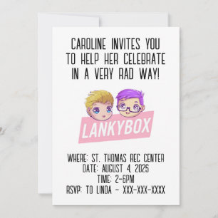 Invitation Carton d'invitation d'anniversaire Lankybox Youtub