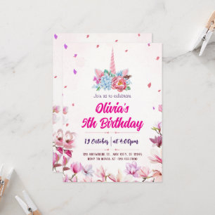 Invitation Carton d'invitation d'anniversaire licorne à l'aqu