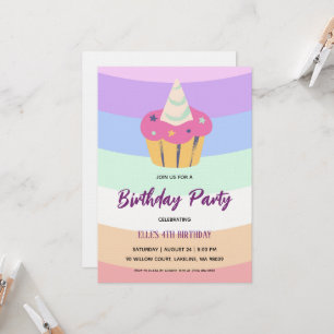 Invitation carton d'invitation d'anniversaire licorne arc-en-