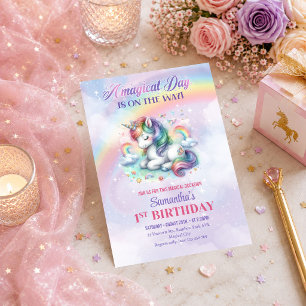 Invitation Carton d'invitation d'anniversaire Licorne Enchant