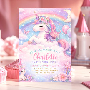 Invitation Carton d'invitation d'anniversaire Licorne et Arc-