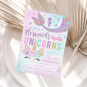 Invitation Carton d'invitation d'anniversaire Licorne Magique