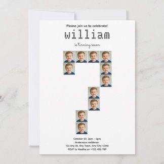 Invitation Carton d'invitation d'anniversaire Lucky Seven Pho