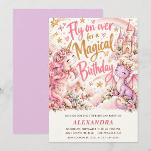 Invitation Carton d'invitation d'anniversaire Magique Licorne