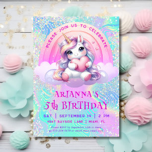 Invitation Carton d'invitation d'anniversaire Magique Licorne