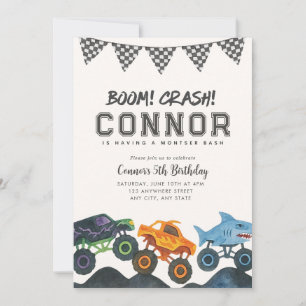 Invitation Carton d'invitation d'anniversaire Monster Truck T