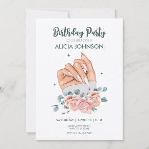 Invitation Carton d'invitation d'anniversaire nail art de lux