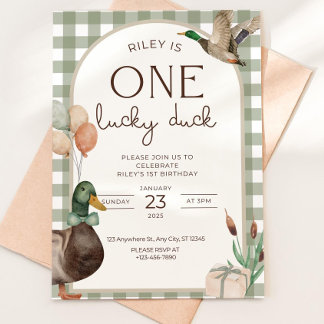 Invitation Carton d'invitation d'anniversaire One Lucky Duck