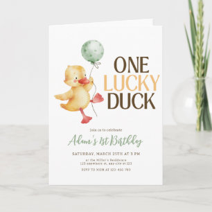 Invitation Carton d'invitation d'anniversaire One Lucky Duck,