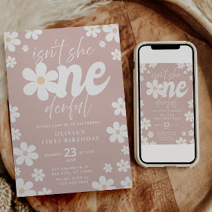 Invitation Carton d'invitation d'anniversaire Onederful Daisy