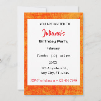 Invitation Carton d'invitation d'anniversaire orange rouge in