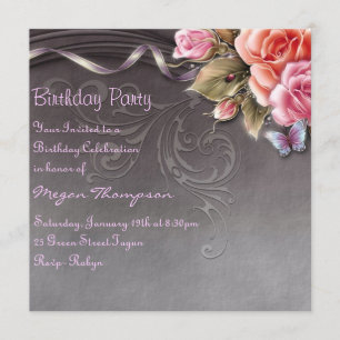 Invitation Carton d'invitation d'anniversaire Papillon élégan