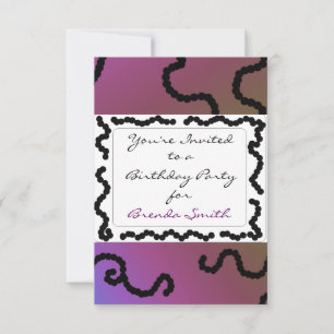 Invitation Carton d'invitation d'anniversaire perlé violet et