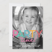 Carton d'invitation d'anniversaire Photo Party Tim